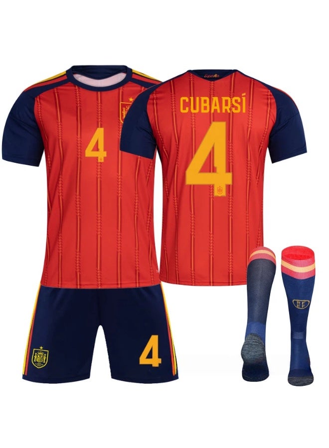 Spain 2025-2026 football uniform #4 CUBARSI football jersey shorts socks set children's size and adult size gifts for fans and friends - Image 1